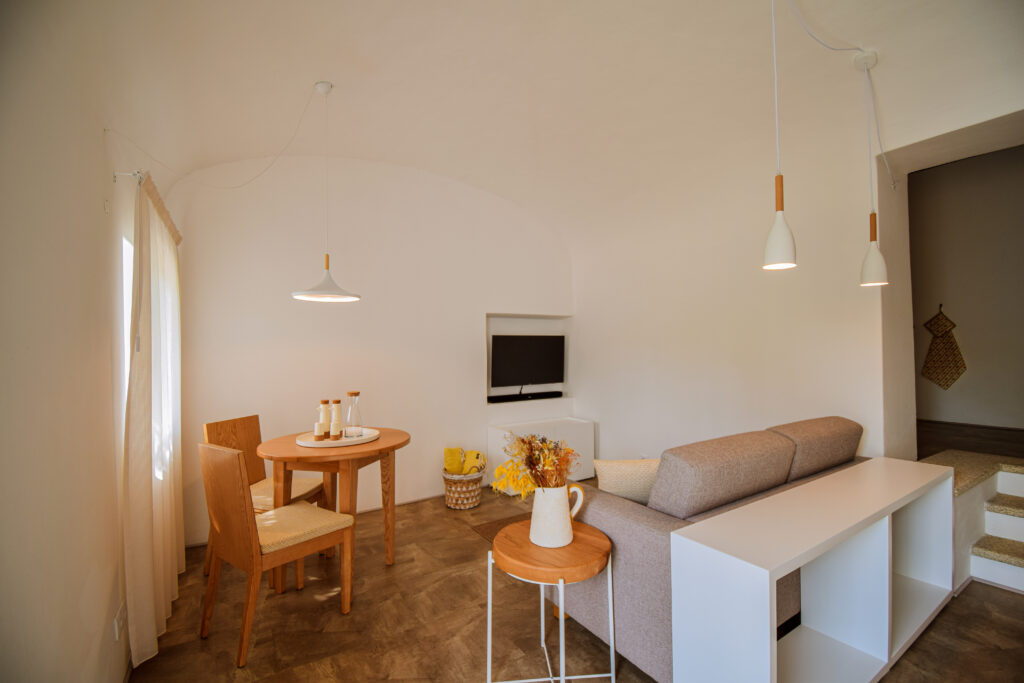 Alojamento - t1-vista completa da sala com mesa